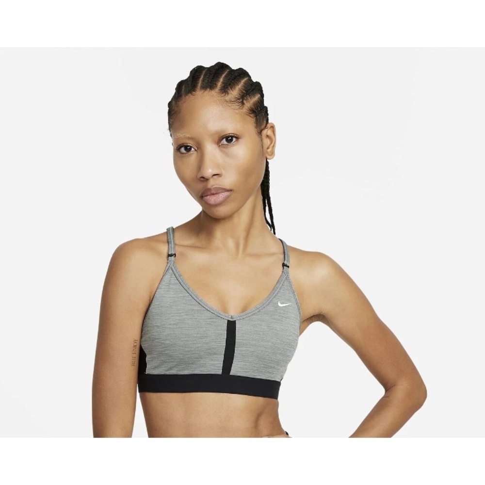 Nike Indy Light Support‎ Gray Black 1X pullover Sports Bra
